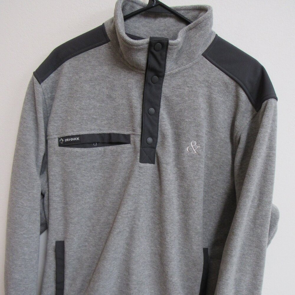 Dri-Duck Ranger Men's XL Gray Fleece Snap‎ Mock Neck Jacket Pullover